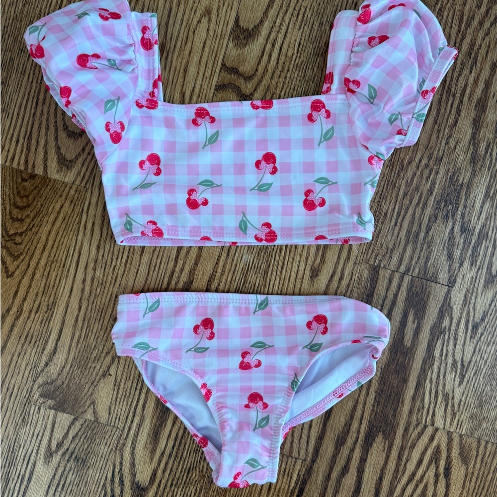 Pink Minnie Mouse Cherry Print Bikini Set